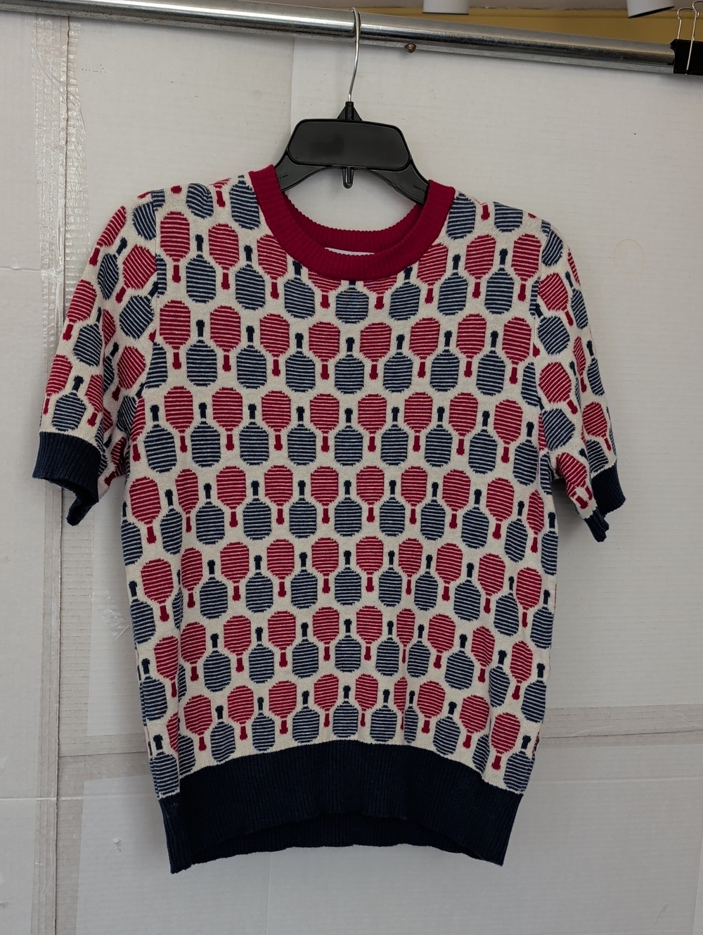 Never A Wallflower Pickeball Paddle Knit Top SZ Small Chic Sporty Casual